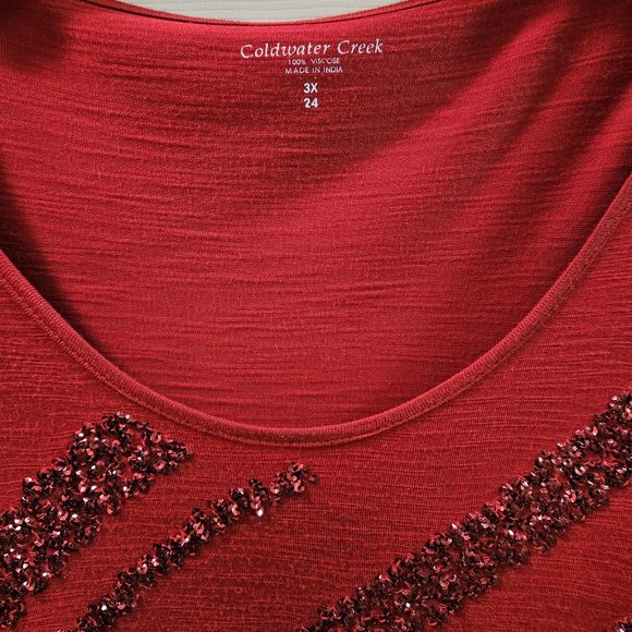 Women's Red Embellished Tunic - Plus Size 3X/24 - Picture 3 of 7